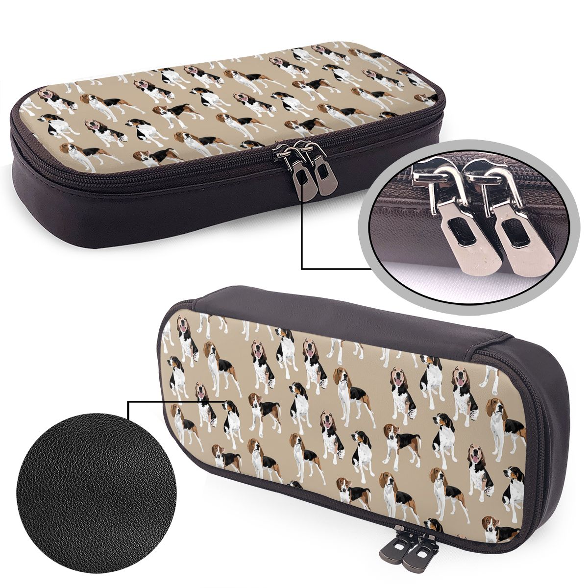 Tan Stationery & Office Supply - Treeing Walker Coonhound On Tan Leder-Federmäppchen