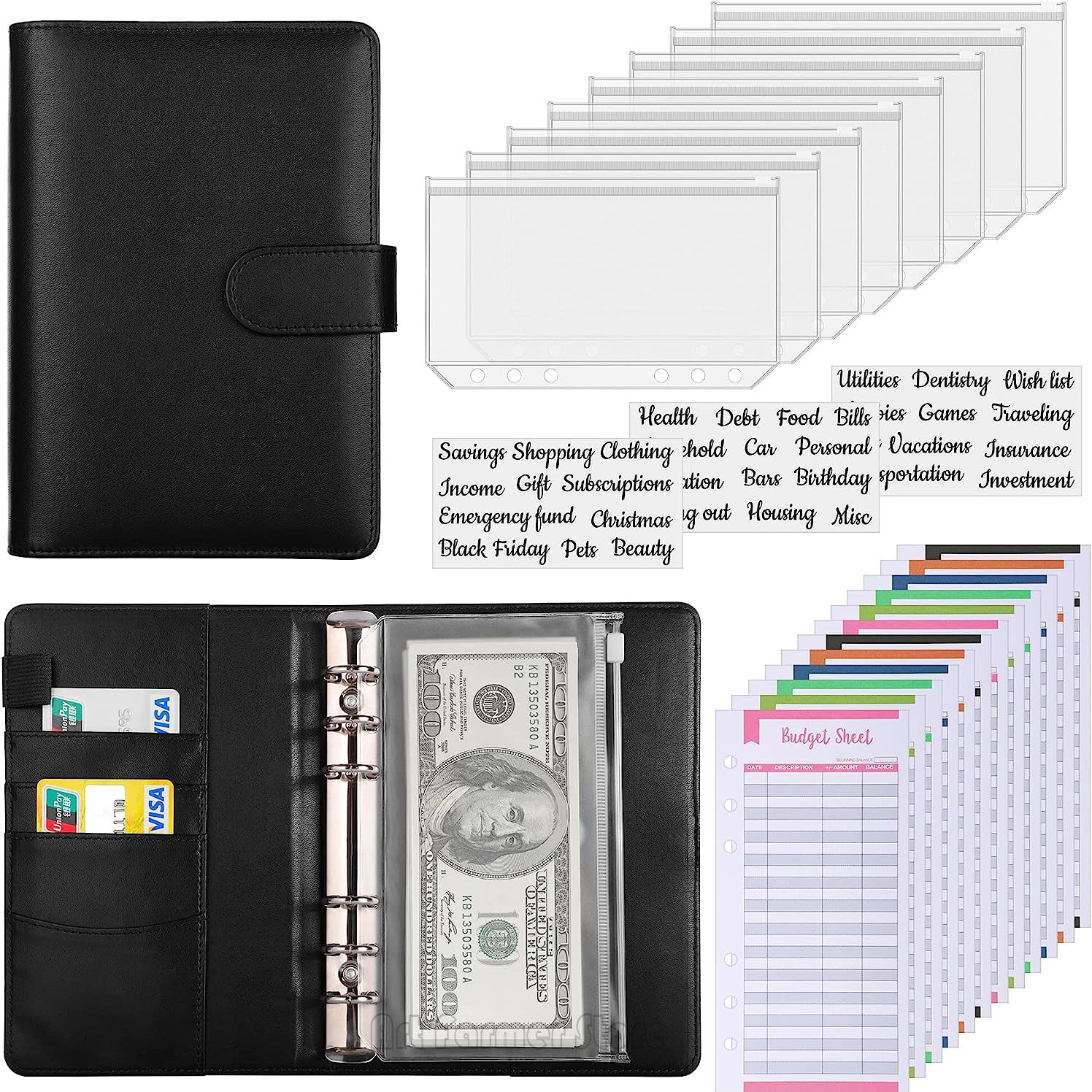 Planner Weekly Budget - A6-Budgetordner mit Geldumschlag, Sparbuch, Budgetplaner, Laptop-Ordner