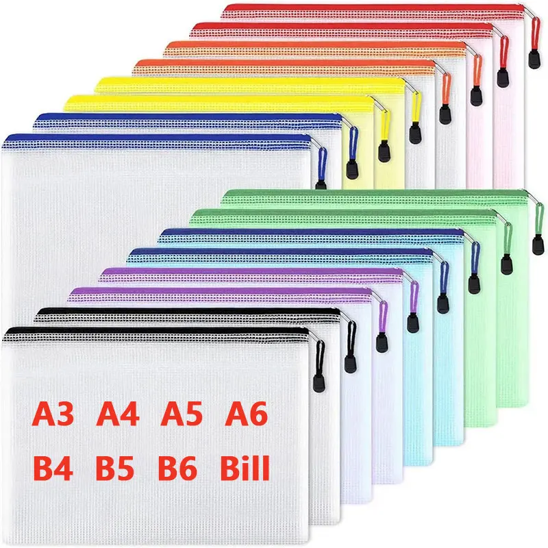 Portfolio Folder Zip - A3/A4/A5/A6 Mesh Mäppchen Dokumententasche Wasserdichte Reißverschluss-Aktenordner