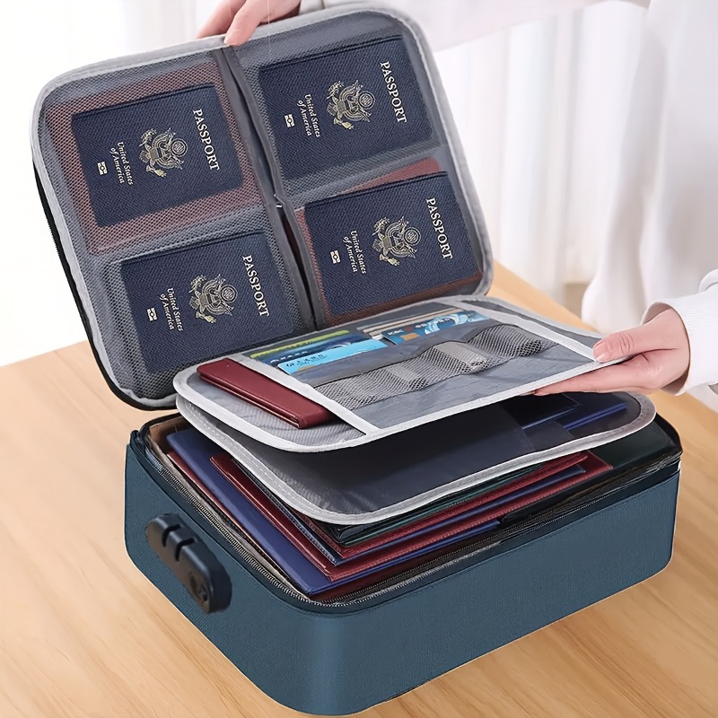 Portfolio Folder Zip - Abschließbare Aktenaufbewahrungstasche, 3-lagiger Reißverschluss-Organizer mit Combo-Schloss