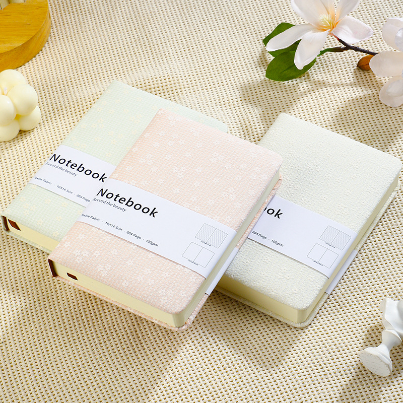 Notebook Dotted A5 - Tragbares A6 Kleines Stoffnotizbuch Blumenpunkt-Muster Hardcover