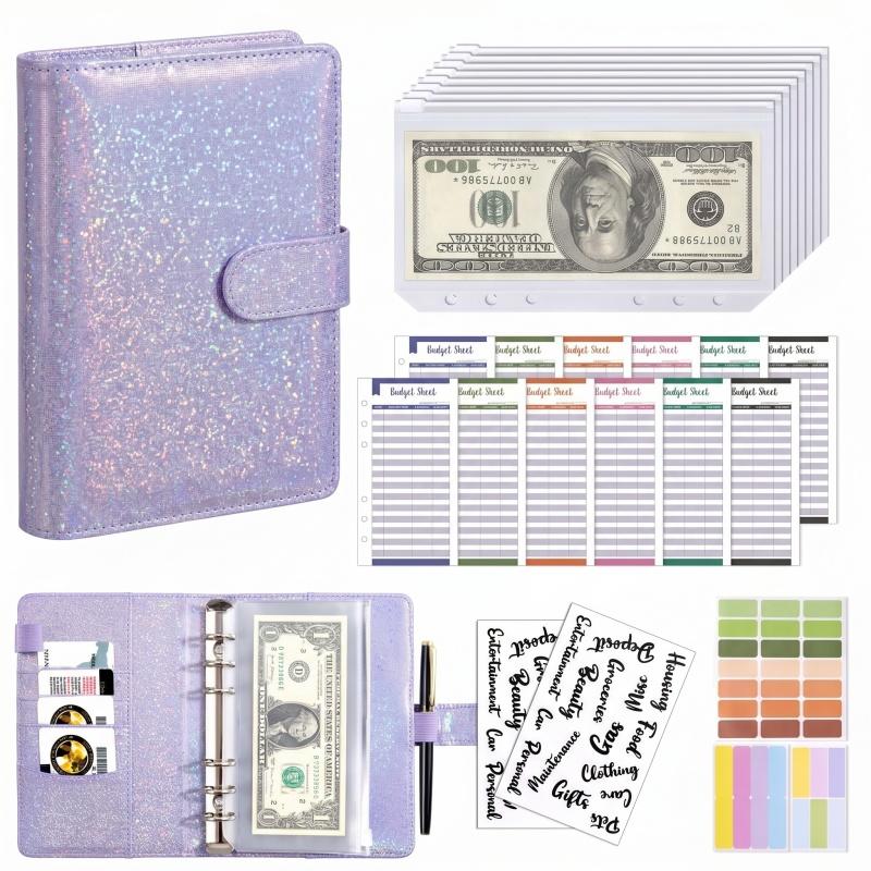 Planner Weekly Budget - A6 PU-Leder Budget-Ordner mit Bargeld-Umschlagtasche, Geldsparplaner,