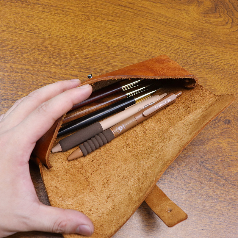 Tan Stationery & Office Supply - Vintage-Etui aus pflanzlich gegerbtem Leder im