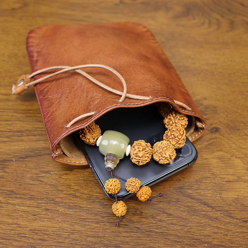 Tan Stationery & Office Supply - Handgefertigte Geldtasche aus Rindsleder im Retro-Stil,