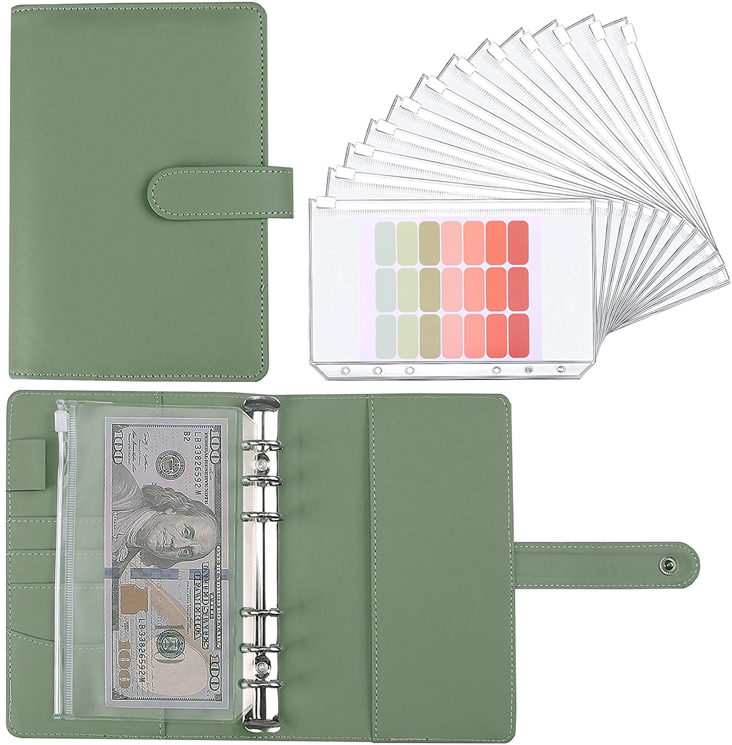Planner Weekly Budget - A6-Budgetordnerplaner mit 12 Geldumschlägen, bunter Notizbuchordner