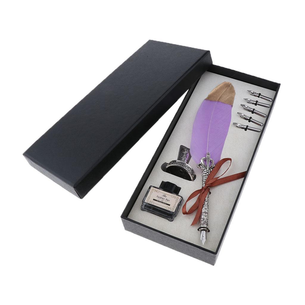 Calligraphy Ink Bottle - Antikes Federkiel-Schreibset mit Feder, Tinte und