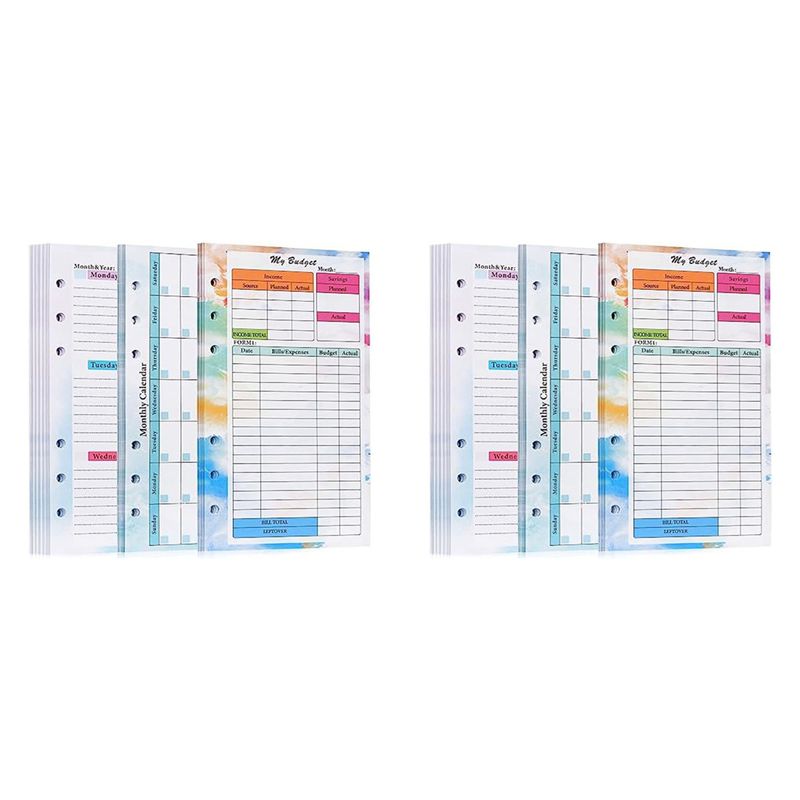 Planner Weekly Budget - N36R-2 Set A6 Budget-Planer-Nachfüllpackung, 82 Blatt,