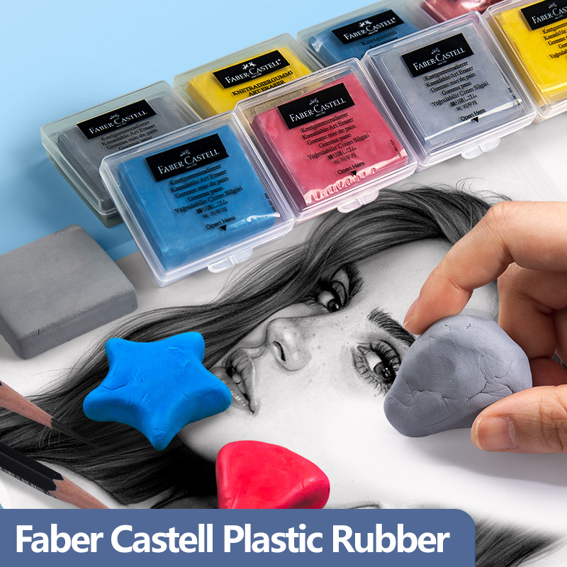 Rubber Eraser Kneaded - Faber-Castell Plastisitätsgummi, 4 Stück, weiche Kunst,