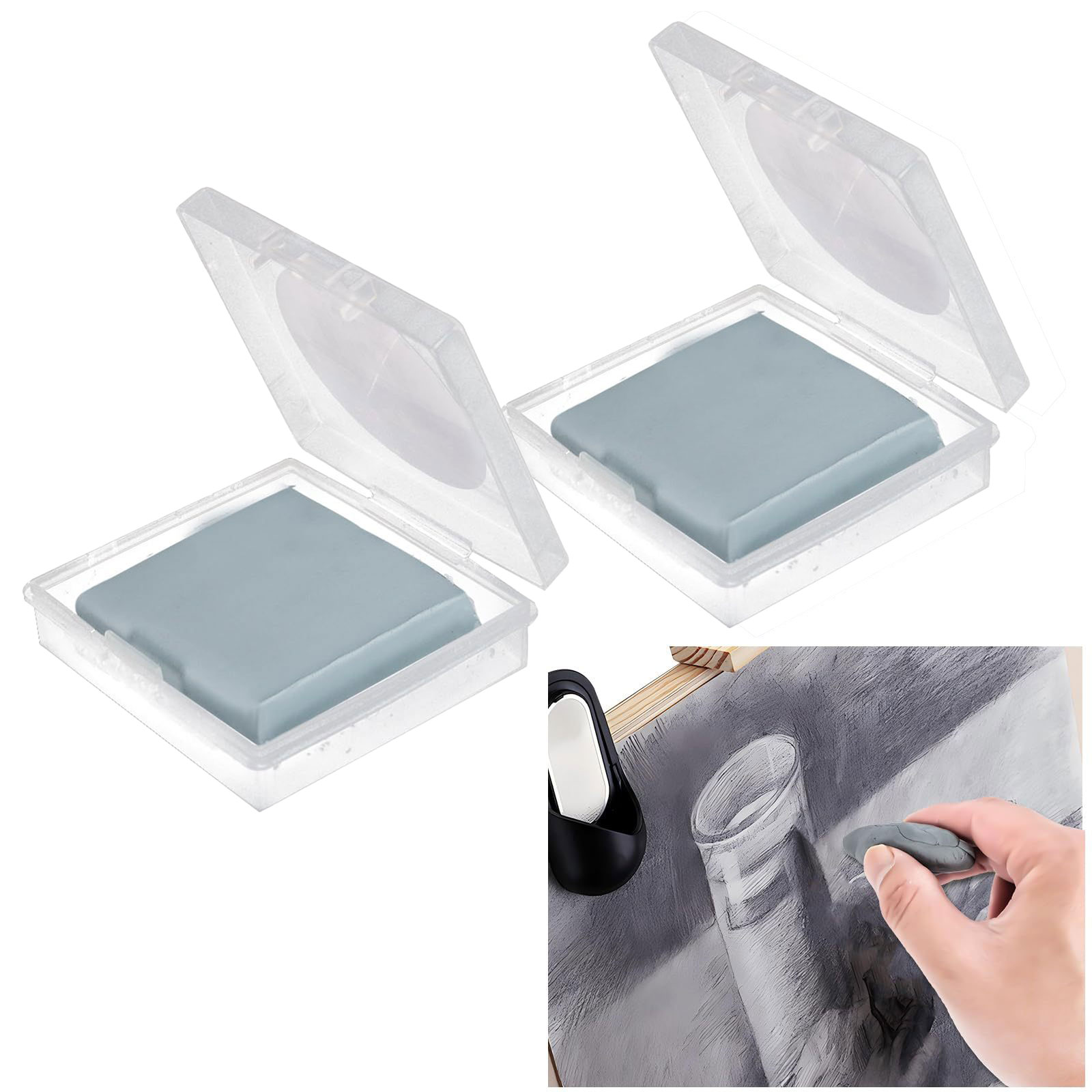 Rubber Eraser Kneaded - 2 Stück Knetgummi-Radiergummi für Künstler, weicher,