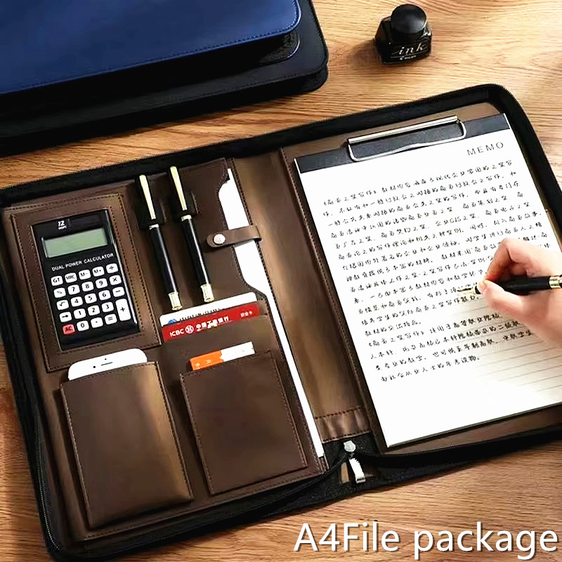Portfolio Folder Zip - PU-Leder Portafolio A4 Dokumententasche Reißverschluss Business