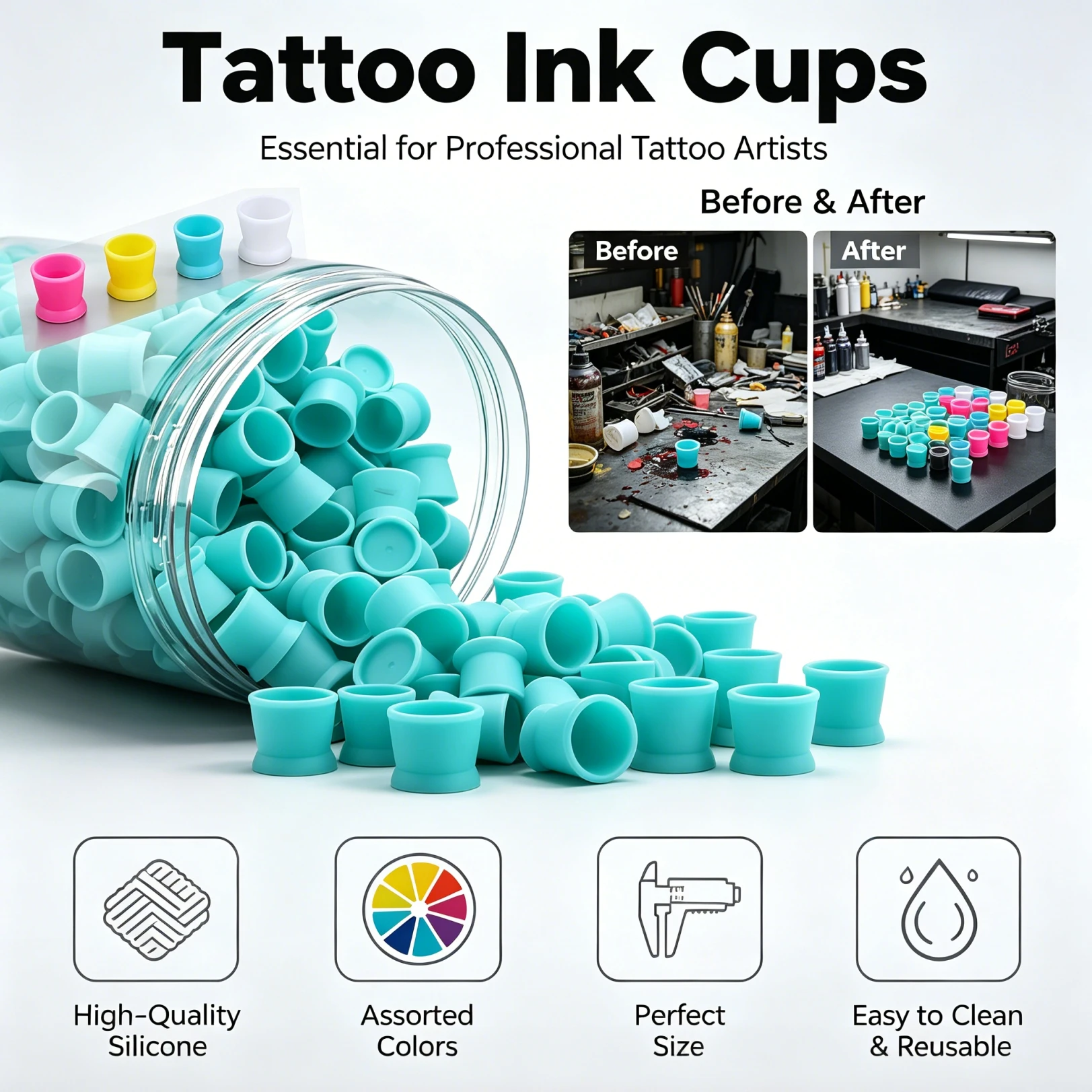 50/100/300 Stück Silikon-Tatto – Calligraphy Ink Bottle Bewertung und Preis